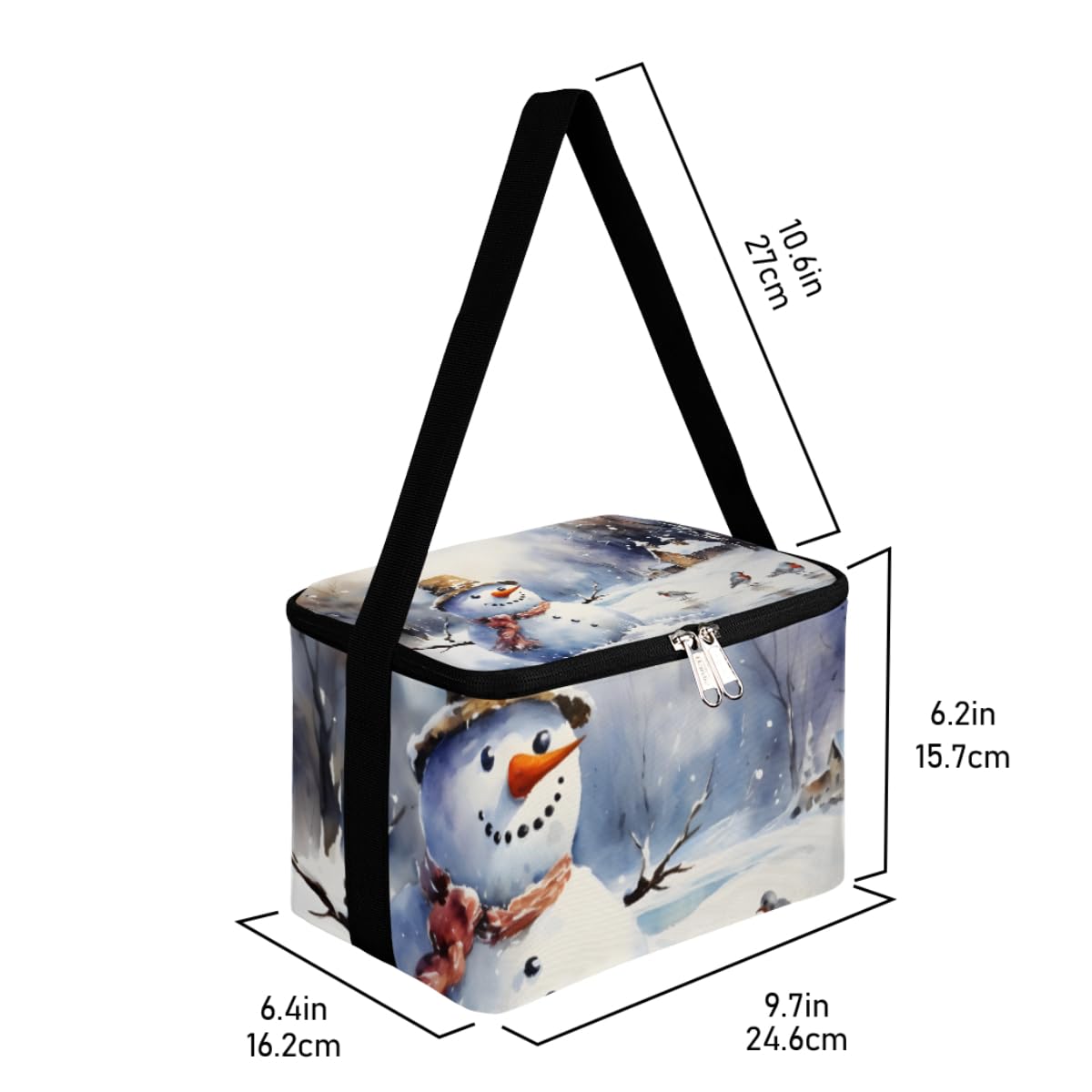 GzLeyigou Lunch Bags for Women Men 9 Cans,Xmas Christmas Snowman Hot & Cold Food Delivery Bag Insulated Grocery Bag Insulated Lunch Box Cooler Bag for Office Work Picnic Beach