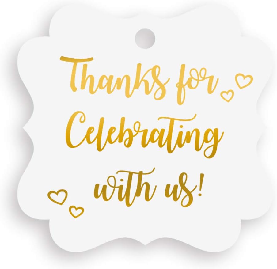 Gold Thank You Tags for Favors, 30 pack, Gold Foil, Thank