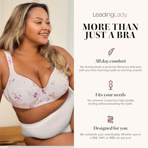 Image of Leading Lady, Brigitte Full Coverage, Underwire, Lightly Padded T-Shirt Bra, Side & Back Smoothing, Adjustable Straps,36A-54G