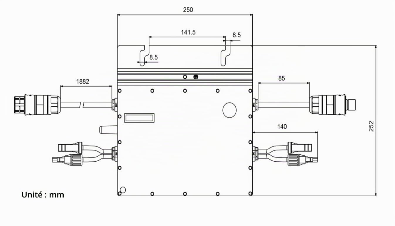 Hoymiles Micro onduleur solaire HM-700 pour 2 modules PV jusqu'à 880Wp