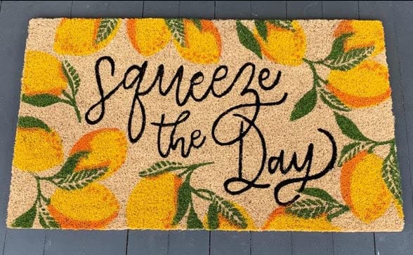 Funny Squeeze The Day Doormat