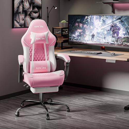Image of Ergonomic Video Gamer Chairs Gaming Computer Chairs Gamer Chairs for Adults Massage Lumbar Support Swivel Height Adjustable Headrest Backrest