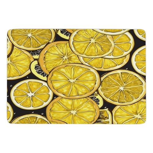 Microfiber Bathroom Rugs,Sliced Lemon Wallpaper Print Living Room Carpet,Absorbent Soft Carpet Floor Mats,Non-Slip Plush Carpet