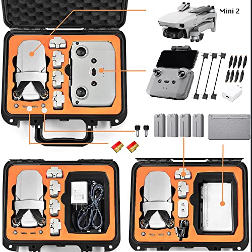 LEKUFEE Portable Waterproof Hard Case for DJI Mini 4K,DJI Mini 2 SE/2 Drone and Accessories(Orange)(Case Only) - Image 2