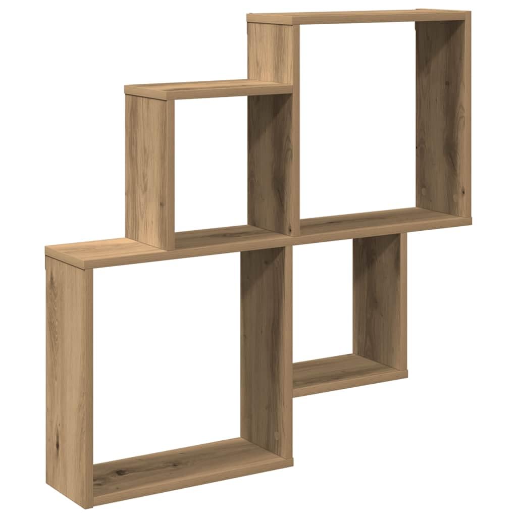 Wandregal Artisan-Eiche 80x15x78,5 cm Holzwerkstoff Schweberegal starker 60 kg Hängeregal Modernes Design Bodenfrei Bad Küche Wohnzimmer Schlafzimmer