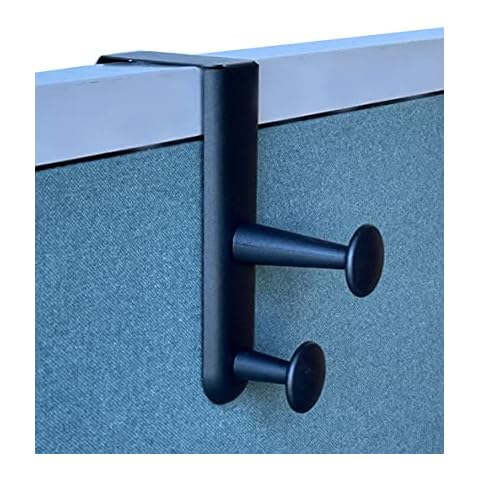 Tetra-Teknica Cubi-pro CWH03 Over-The-Panel Cubicle Partition Wall Garment Hanger with Double Posts, 2 1/2" - 3" Panels, Black Cover