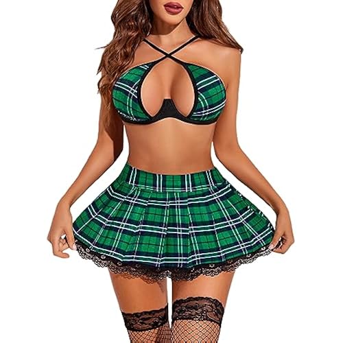 Avidlove Sexy Lingerie for Women Cosplay Lace Set Schoolgirl Costume(2pack)