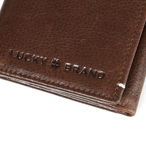 Lucky Brand Men's Trifold Wallet Id Window Card Slots Organization Durable Stylish, Grain Leather-Brown, Tri-Fold3