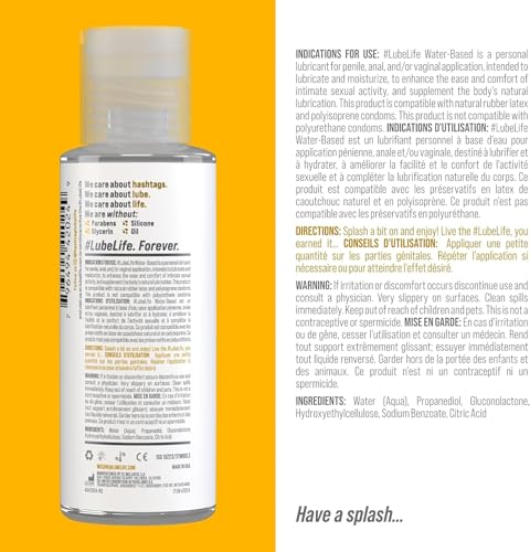Image of LUBELIFE Water-Based Lube - Personal Lubricant for Men, Women & Couples, Travel Size, Non-Staining, Easy Clean-Up, Toy-Safe, 3 x 2 Fl Oz