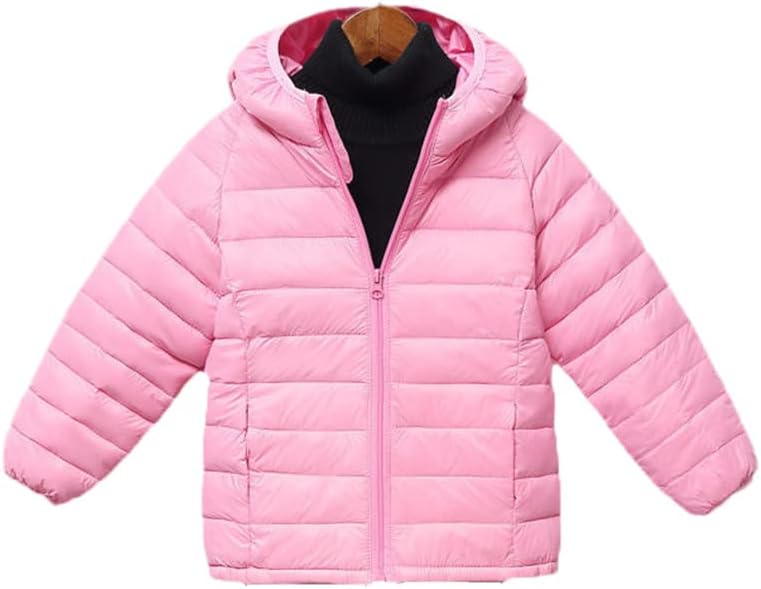 White Duck Down Jacket Hooded Children Jacket Outerwear Boy and Girl Warm Down Coat Kids Winter Jacket Pink 7