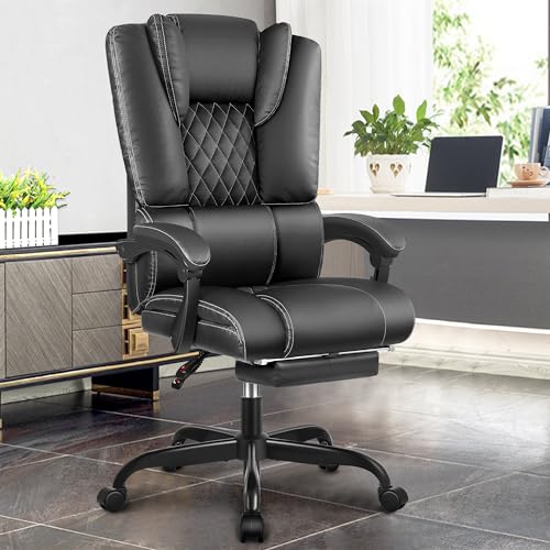 Guessky ergonomischer Bürostuhl, chefsessel Leder, gekoppelte Armlehnen, Loveseat mit Fußstütze...