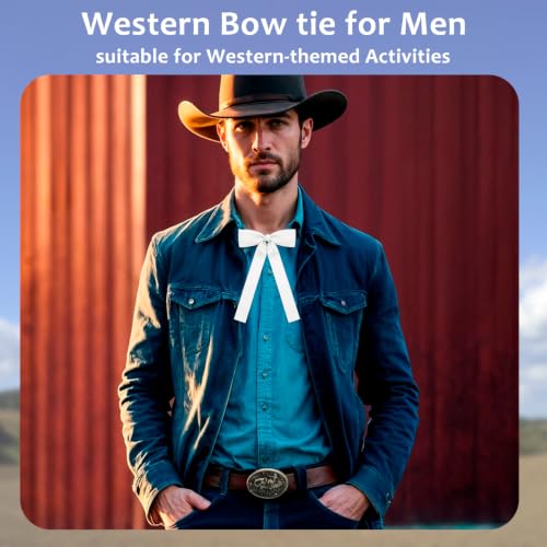 Image of LJBFNN Western Ties for Men Women, Black Clip on Ribbon Bow Tie, Pre-Tied Colonel String Tie for Party Shirt Uniform Wedding