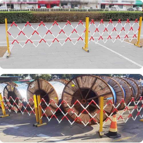 Genérico Barrera de Seguridad portátil y Extensible con Ruedas: Valla retráctil para Control de multitudes y Puerta de Tijera para gestión de tráfico, Seguridad en Eventos y protección de Obras.