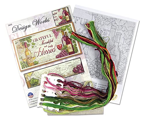 Image of Grateful Wine Counted Cross Stitch Kit
