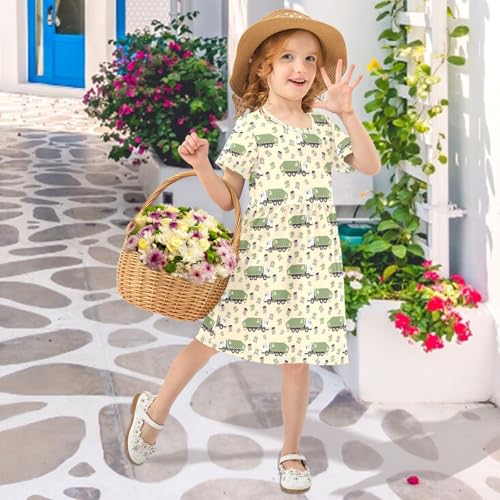 ALAZA Girls Summer Dress Short Sleeve Casual Girls Dresses for Kids 2-8 Years4