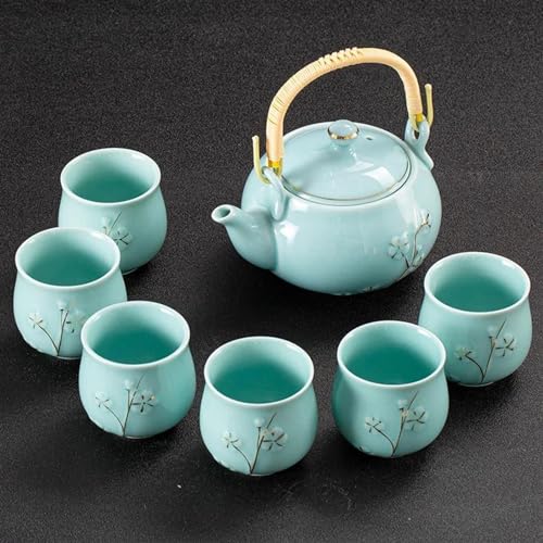 HCZKIUJY Juegos de té 7 Piezas/Set exquisitos Juegos de té de cerámica teteras Hechas a Mano Tazas de té Tetera de Porcelana vajilla de té China Juego de té de Viaje para Ceremonia del(A) HCZKIUJY Juegos de té 7 Piezas/Set exquisitos Juegos de té de cerámica teteras Hechas a Mano Tazas de té Tetera de Porcelana vajilla de té China Juego de té de Viaje para Ceremonia del(A)