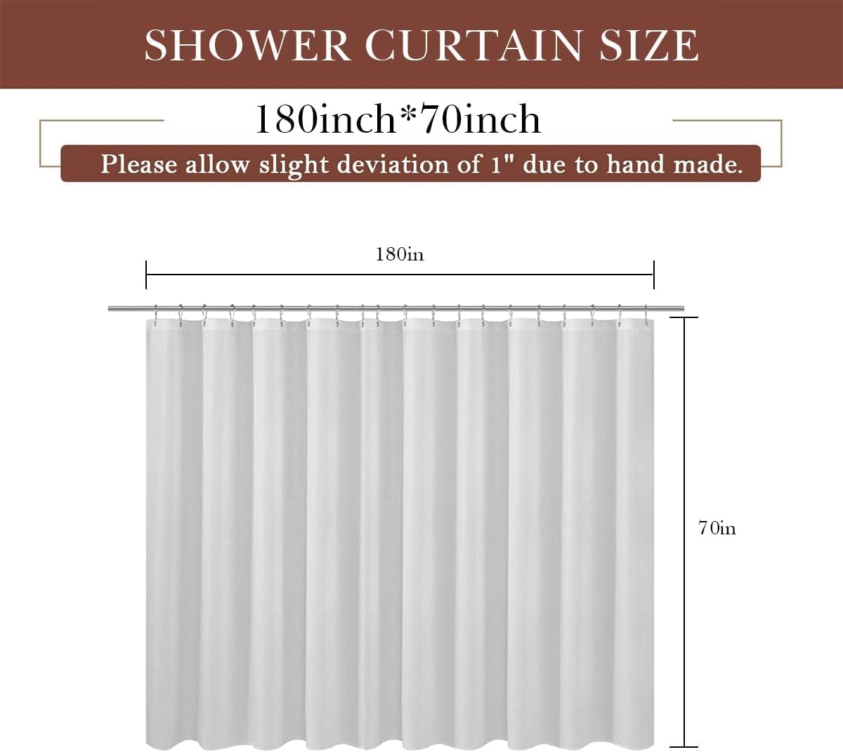 zokyer Clawfoot Tub Shower Curtain Wrap Around Round 180x70 Inch Clear Bathtub Extra Wide Surround Brown ClearTranslucent Transparent Bathroom Panel PEVA Vinyl Hooks 31 Pack