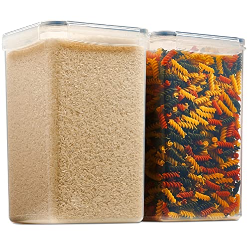 2 Pack Extra Large Airtight Food Storage Containers - 6.5L / 220 Oz Bpa Free Clear Plastic Kitchen And Pantry Organization Canisters For Flour, Sugar, Rice & Baking Supply - Labels, Marker & Spoon Set #TOP2