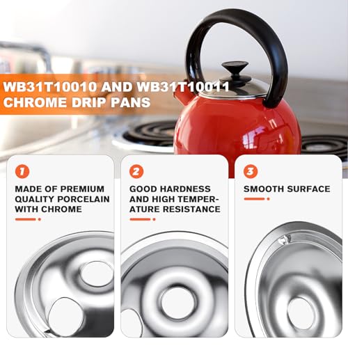 Beaquicy WB31T10010 and WB31T10011 Chrome Drip Pans - Replacement for GE and Ken-more Replacement Electric Range - Thumbnail 3