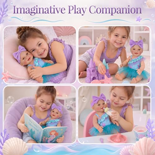 Muñeca bebé sirena BABESIDE con cola desmontable 15 pulg miniatura 3