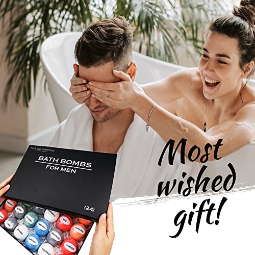 Men's Bath Bombs Pack Of 24 By Natural Essence, Premium Gift For Men, Women, Boys - Men's Gifts #TOP4