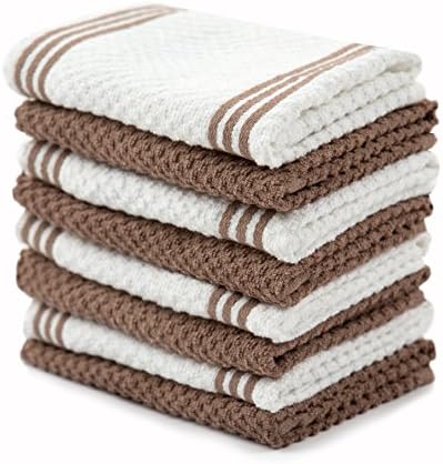 Sticky Toffee 100% Cotton Terry Tea Towel - Pack of 4, Grey Plain & Stripe Pattern | Kitchen Hand Cloth Set | Absorbent, Strong, Quick Dry & Machine Washable | Home & Kitchen Accessories