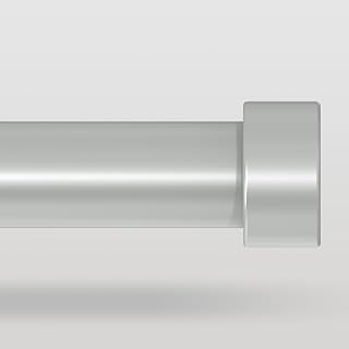 VOIIY Silver Adjustable Curtain Rod 36-240 Inch Heavy Duty 1" Diameter with Modern End Cap Finials for Large Windows