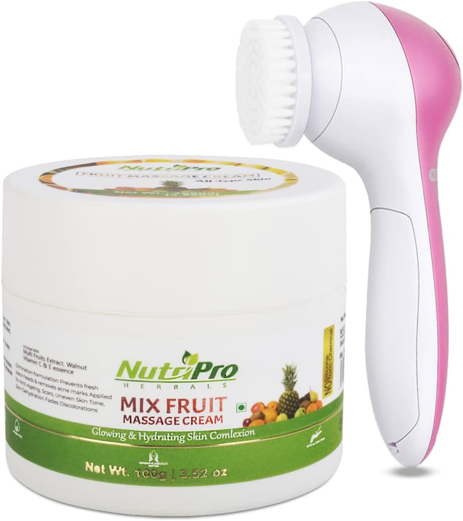 NutriPro Fruit Massage Cream With Massager | Extract With Bees Wax,Almond Oil & Apple Extract, 150 GM