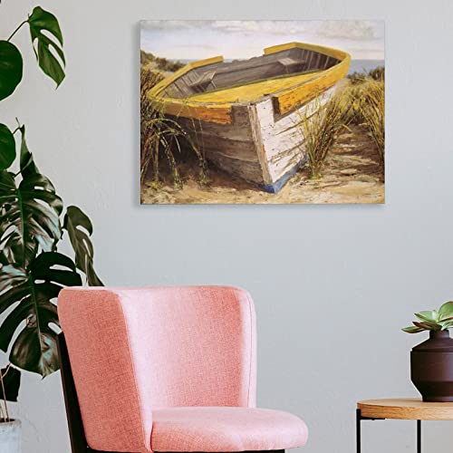 Camden Coast Wall Art Reed Boat Wall Art Rowing Boat Painting Canvas Painting Posters And Prints Wall Art Pictures For Living Room Bedroom Decor 24X32Inch(60X80Cm) Frame-Style #TOP3