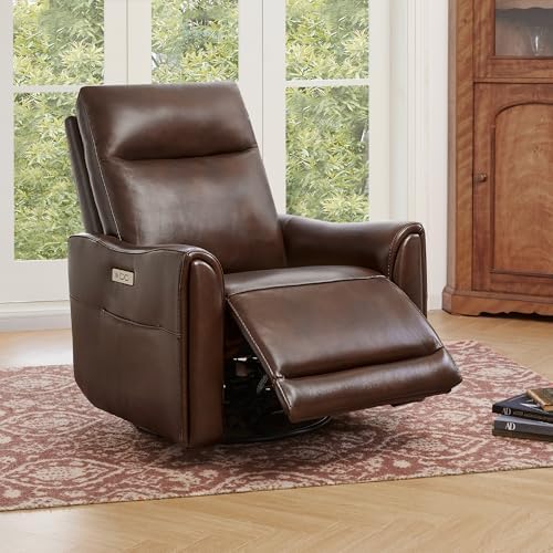 Watson & Whitely Power Recliner Chairs, Genuine Leather Dark Brown