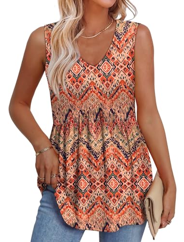 Image of OFEEFAN Womens Tank Tops 2025 Flowy Peplum Tops for Women Dressy Sleeveless V Neck Babydoll Tank Tops