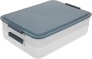 Household Dumpling Box Ink Blue Dual Sealed Food Storage Tray Lightweight Non Toxic Kitchen Organizer Airtight Fresh Keeper with Non Stick Textured Bottom