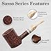 Savinelli Sasso Collection - Marbled Pattern Hand Crafted Briar Pipe, Made in Italy, 6mm (Rustic 311 KS)