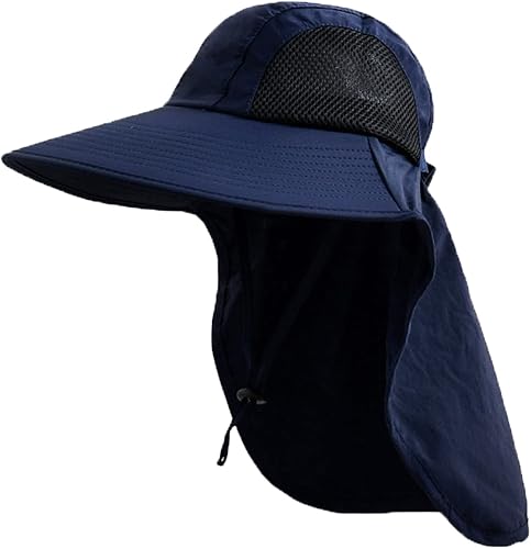 Sombrero de sol para hombres y mujeres con solapa para el cuello, protección UV UPF 50+, sombreros de pesca para senderismo, sombrero de ala ancha