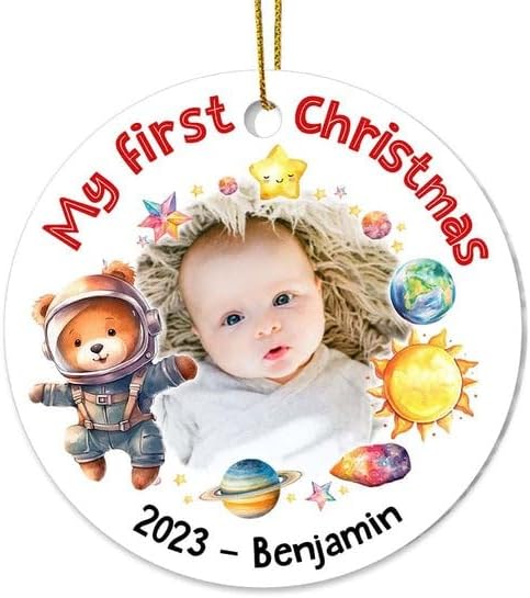 Adorno de la primera Navidad del bebé, adorno personalizado de primera Navidad 2023 para niño y niña, adorno de primera Navidad, adorno de cerámica