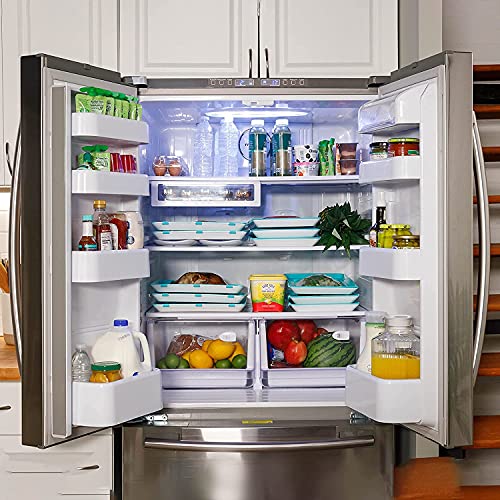 Skinny Stacks Xl 2022 Version 2 Pack – Large Stacking Food Storage Trays, Stretch Cover, Save Space & Keep Food Fresh, Reusable, Dishwasher & Freezer Safe, Durable, Meal-Prep, Food Storage Containers #TOP4