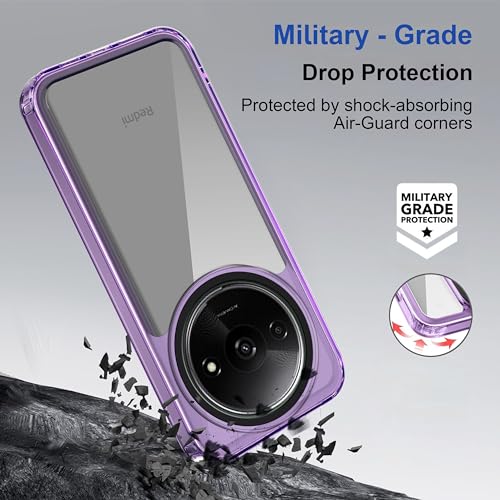 Image of Zapcase Back Case Cover for Poco C61 | Compatible for Poco C61 Back Cover | Case Cover with Camera Protection | (TPU + PC | Translucent Purple)