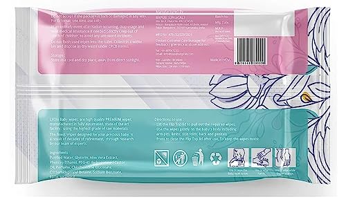 Image of Lyon Premium Baby Wipes with Aloe Vera & Vitamin E - Dermatologically Tested, pH-Balanced, Free from Alcohol & Parabens - 720 Wipes (Pack of 9, 80 Wipes per Pack)