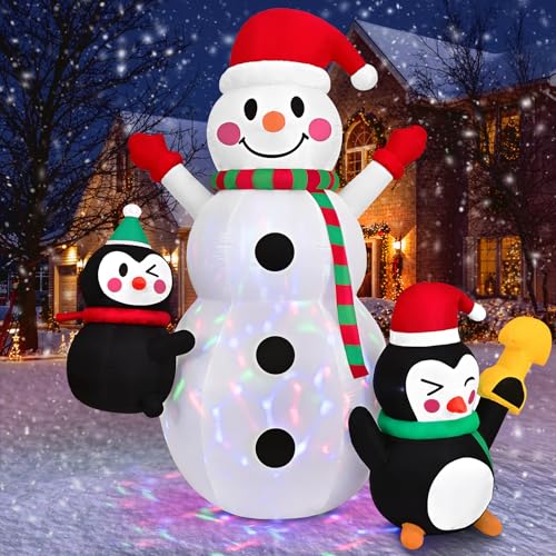 Livofloral Aufblasbarer Schneemann XXL 210cm mit Pinguine, Aufblasbare...
