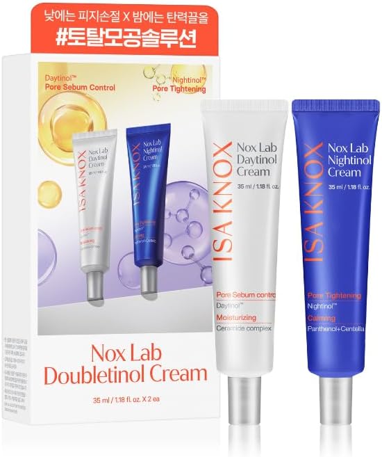 Isa Knox Nox Lab Doubletinol Cream Set (Pack of 2, 2.36 fl oz) - Korean Skin Care. Pore Care Set with Retinol & PDRN & Bakuchiol for Hydration, Radiance & Elasticity.