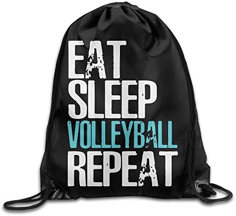 Eat Sleep Volleyball Repeat Drawstring Pack Beam Mouth Yoga Sackpack Shoulder Bags For Men/Women