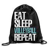 Eat Sleep Volleyball Repeat Drawstring Pack Beam Mouth Yoga Sackpack Shoulder Bags For Men/Women