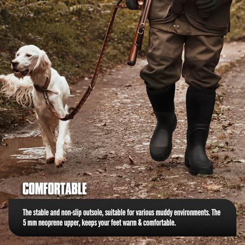 GUGULUZA Neopren Isoliert Gummistiefel für herren Jagd Angeln Hof warme Wasserdicht Stiefel Schwarz