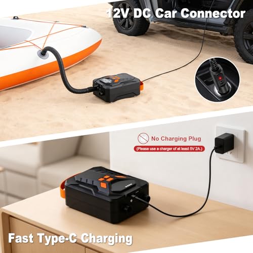 Electric Paddle Board Pump,Rechargeable 20PSI High Pressure SUP Air Pump with Storage Bag and Led,Intelligent Dual Stage Inflation & Deflation,Suitable for Stand Up Paddle Boards,Boats,Kayaks - image 6