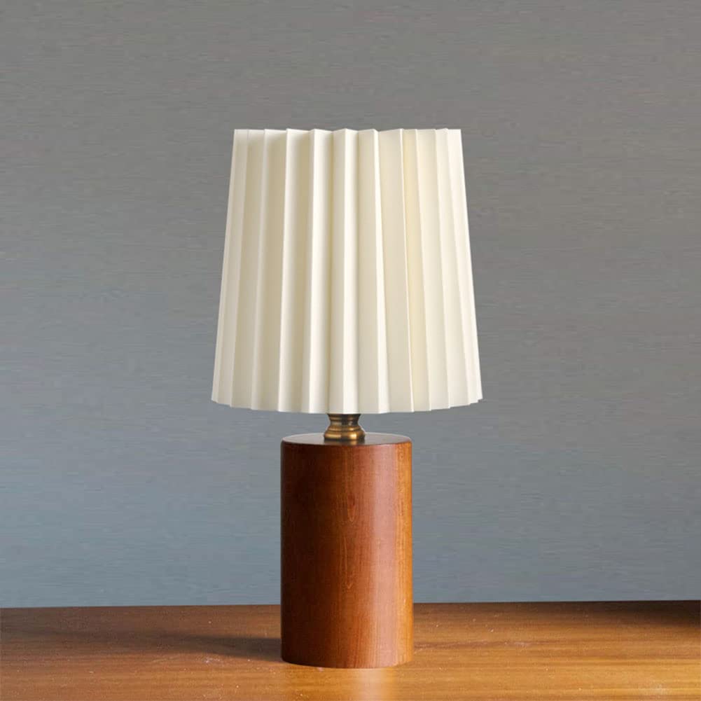 Vintage Schreibtischlampe Kleine plissierte Massivholz Tischlampe Kleine Schlafzimmerlampe für Nachttisch Wohnzimmer Studie Kinderzimmer Student Dorm Nachttischlampe (A)