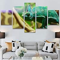 SIGNWIN 5 Panel Canvas Wall Art Alligators Closeup Dramatic Expressionism Hallway Minimalist Multicolor for Home Decorations Ready to Hang - 60