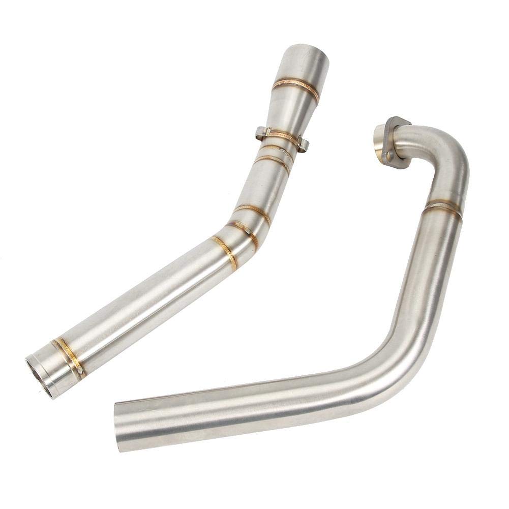 Tuyau d'échappement de moto, Tuyau d'échappement de moto Qiilu, tuyau de liaison intermédiaire d'échappement de modification de moto en acier inoxydable adapté pour YZF R15 MT-15 MT-125 2008-2017