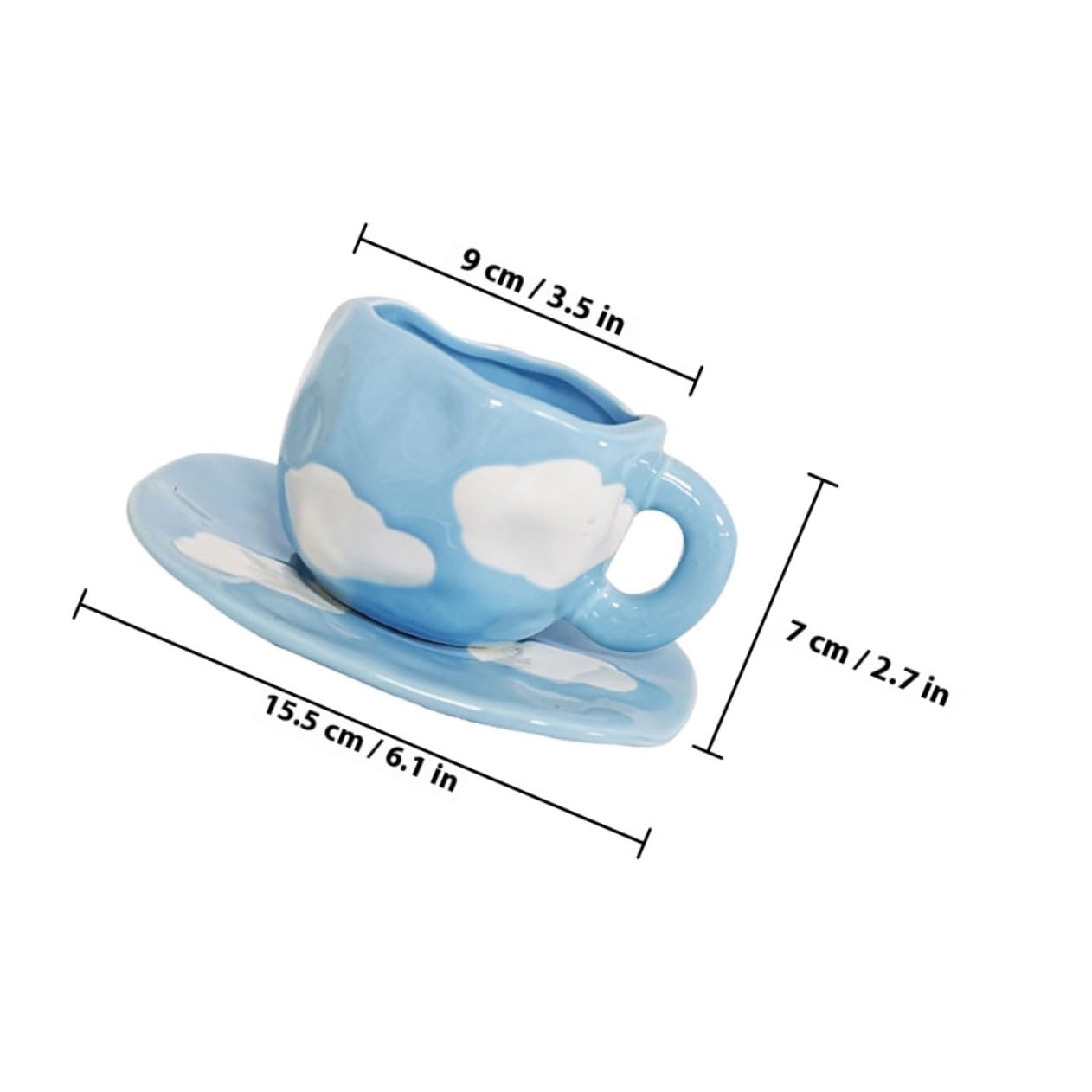 Healifty Taza de Café Retro de Cerámica con Platillo, Diseño Nube