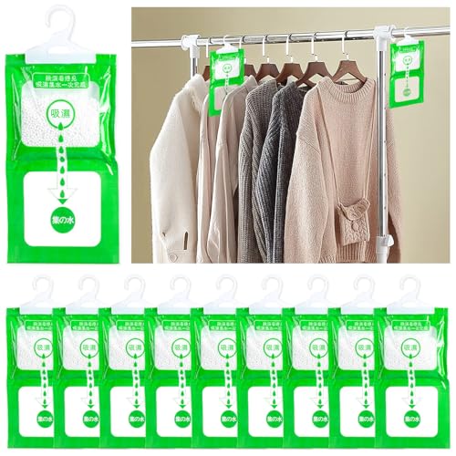 ZOCONE 10 Pack Bolsas Antihumedad Armarios Colgantes Deshumificadores de Humedad Armario Ropa Absorbe Humedad Perchas Antihumedad Armarios Habitacion Cocina Baño