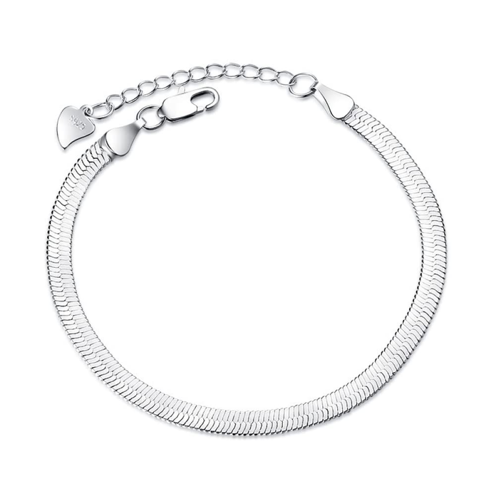 Joyería Pulsera de cadena de serpiente de plata esterlina 925 para mujer Cierre de langosta Brazaletes anchos extendidos
